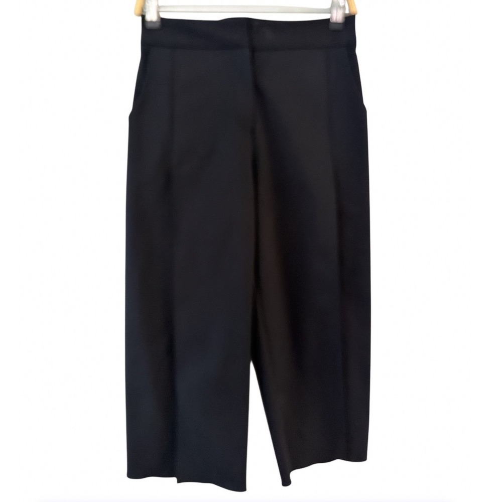 Mi Jong Lee Womens Black Wide Leg Cropped Trousers High Rise Size 4 Dress Pants